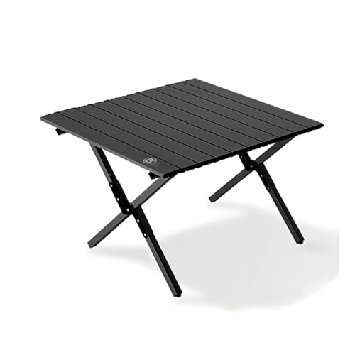 Mesa de camping plegable compacta portátil con marco de acero al carbono, ligera con bolsa de transporte para barbacoa, cocina, festival, playa y actividades al aire libre