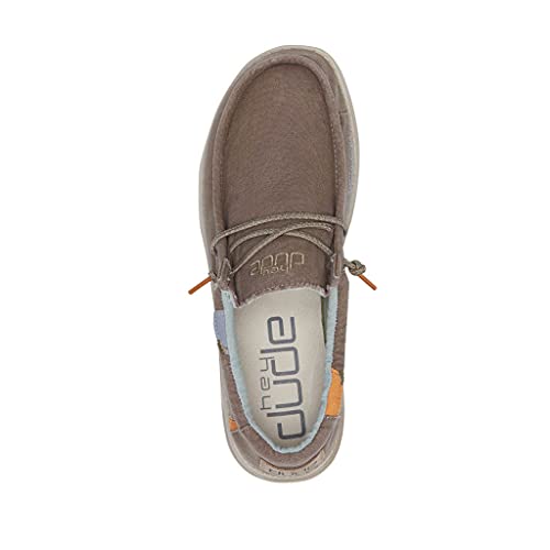 HEYDUDE Men's Wally Wash | Mens Shoes Lace Up Loafers Comfortable & Light-Weight Walnut