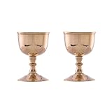 REPLICARTZUS Brass Goblets Chalices Shot Glasses 110 ml Hand-Made Vintage Brass Metal Liqueur Cup Pe