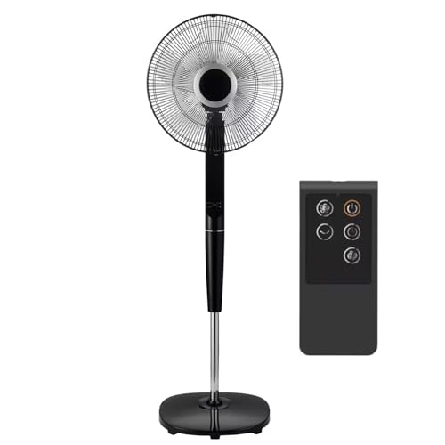 levitantes Ventilador - ventilador de pie de 16 pulgadas, 5 aspas, 6 velocidades, color negro, incluye mando a distancia.*