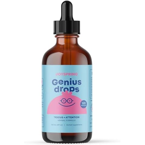 JoySpring Genius Drops - Organic Focus Drops for Kids | Clinically Proven Focus Supplement Helps Kids Perform Better in School | Liquid Herbal Focus Supplement for Kids with Ginkgo Biloba Cover