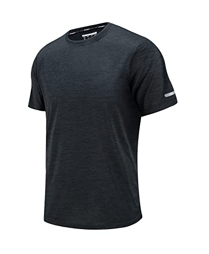 EKLENTSON Men's Active Sports T-Shirts Stretch Cycling Tops Breathable Fitness Workout Shirt Black,XL