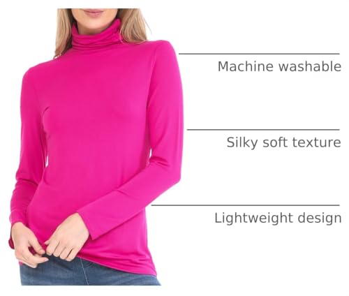 Image of Women's Lightweight Long Sleeve Turtleneck Top Pullover Sweater (S-3XL)