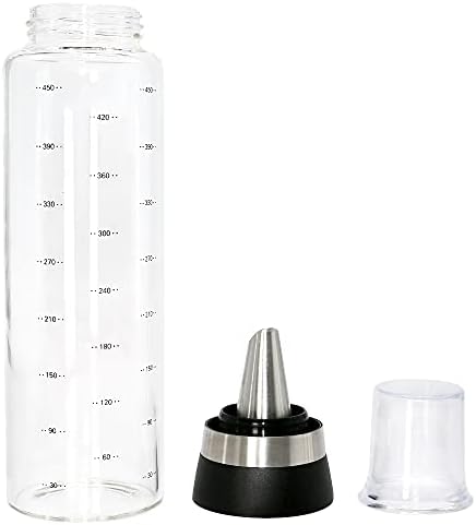 GudGmtoy Oil Bottle, 500ml Seasoning Container Dressing Bottle Oil Dispenser Vinegar Oil Pot Stainless Steel Glass Material Dustproof High Temperature Resistant Durable Storage Container No Drip