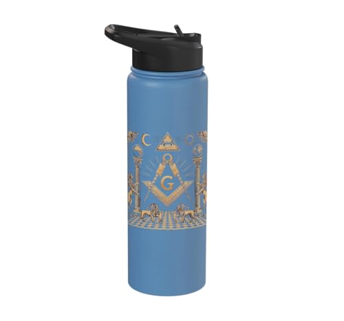 Freemason Masonic Fraternal Freemasonry Square Compass Stainless Steel Insulated Water Bottle