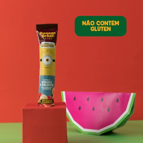 Banana Brasil Display Barra De Frutas Banana Kids Minions Sabor Melancia C/ 20 Unid. De 22G (440G)