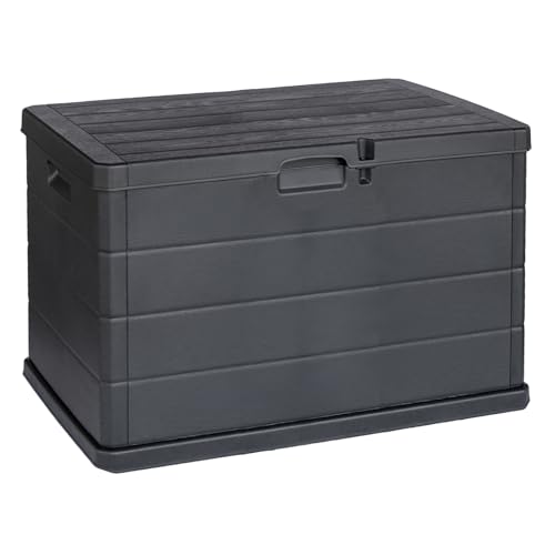 URBNLIVING 200L Große abschließbare Garten-Aufbewahrungsbox – Outdoor-Truhe für Kissen, Werkzeuge, Spielzeug – Polypropylen-Konstruktion, belüftetes Design, integrierte Griffe, einfache Montage