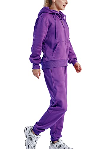 Image of TanBridge 2 Piece Outfits Women's Velour Sweatsuits Long Sleeve Zip Up Hoodie Sweatpants Tracksuits for Women
