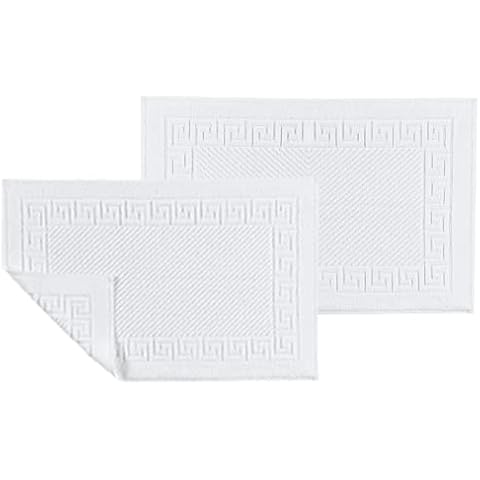 ASTREA TEXTILES Bath Rug Bathroom Floor Mats - Washable Bathtub Shower Sink Floor Towels - 100% Turkish Cotton Bath Mat Towels (Set of 2) (White) Cover