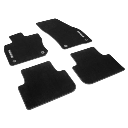 Volkswagen Tappetini Premium In Velours Tfg, Compatibile Con Tiguan 3 (Ct1), Set Di 4 Pezzi, Nero, Con Logo Tiguan, Sistema Di Fissaggio A Bottone