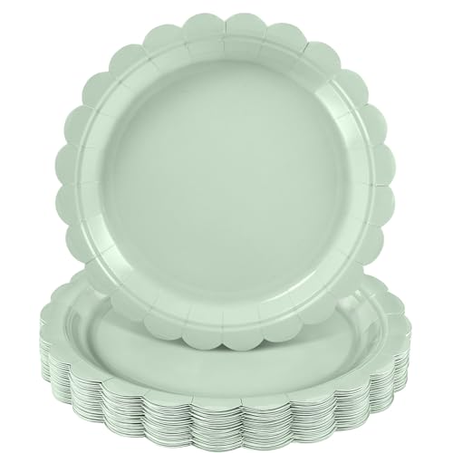 NatNarr Lot de 30 assiettes en carton jetables festonnées de 22,9 cm pour anniversaire, fête...