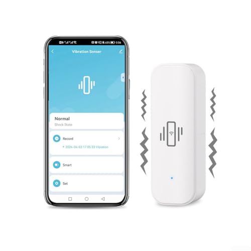 Sensor de vibración inteligente con alarma, sensor de vibración WIFI, detector de rotura de vidrio para alarma y automatización del hogar inteligente, compatible con control de aplicaciones