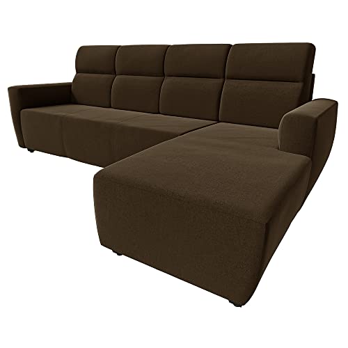 Image of Wakefit L Shape Sofa Set for Living Room | 3 Seater + Right Aligned Chaise - Belize (Dark Earth)