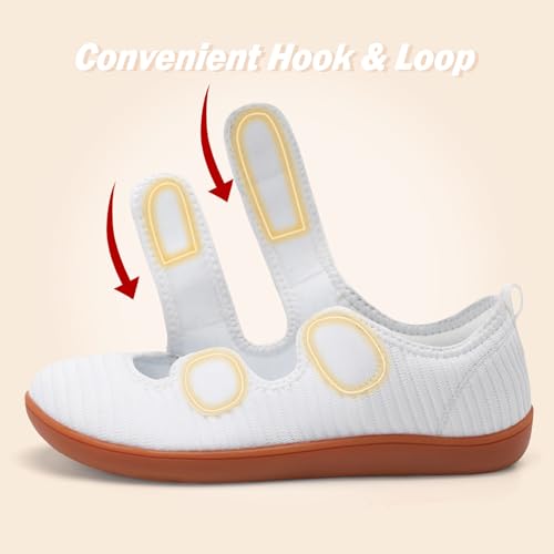 Image of Besroad Womens Walking Shoes Wide Diabetic Shoes Adjustable Barefoot Casual Sneakers Breathable Zero Drop Arthritis Edema Sneakers Indoor Outdoor
