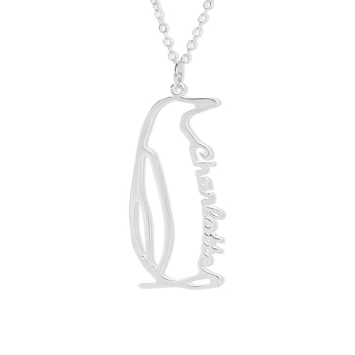 AILIN Custom Penguin Necklace For Women 925 Sterling Silver/Brass/Stainless Steel Personalized Name...