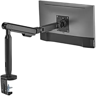 HEXCAL Single Monitor Arm, Up to 35 inches Monitor Mount, 11 kg (24.2 lbs) with Built-in Cable Management and Free VESA 75x75mm or 100x100mm - Black
