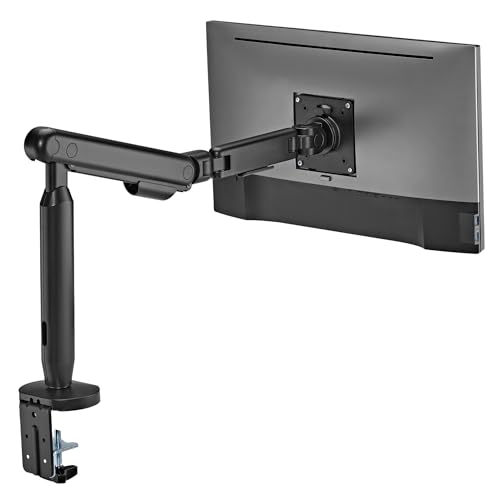 HEXCAL Single Monitor Arm, Up to 35 inches Monitor Mount, 11 kg (24.2 lbs) with Built-in Cable Management and Free VESA 75x75mm or 100x100mm - Black