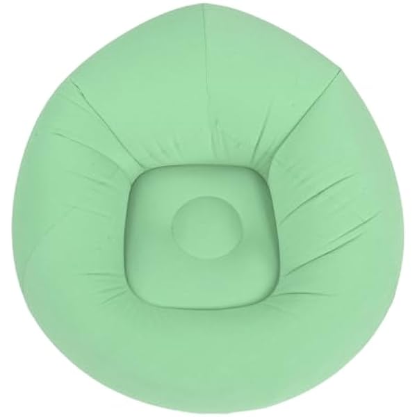 Generic Nadmuchiwane Krzesło Bez Fasoli Ergonomiczne, Miękkie Flokowane Krzesło do Salonu Sypialnia Lekki materiał PVC (GREEN)