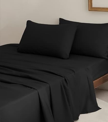 Silipa Flat Sheet 1-Piece Extra Soft Brushed Microfiber Machine Washable Wrinkle-Free Breathable Easy Care (Black, Twin) #TOP2