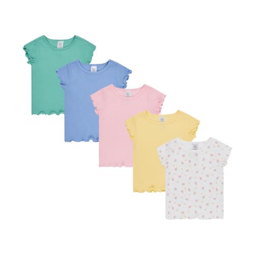 Image of Cudlie 5-Pack Toddler /Baby Girl Short Sleeve Tops - Premium Quality Shirt Tops for Lightweight Comfort and Style.