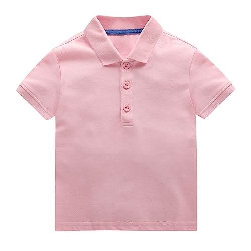 Generic Baby Boys and Toddler Short Sleeve Solid Color Polo Shirt, Uniform Shirt for Little Boys Collared Shirt Summer