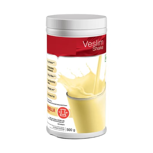 Veslim Shake Vanilla Flavour, High Protein, Low Glycemic, No Trans Fat, 28 Vitamins & Minerals, 500g-image-16