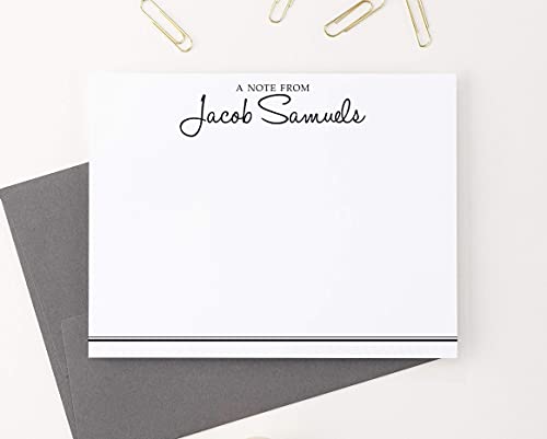 Image of Modern Pink Paper Personalized Stationary for Men or Women, Professional Personalized FOLDED Note Cards, Your Choice of Colors and Quantity (Modern)