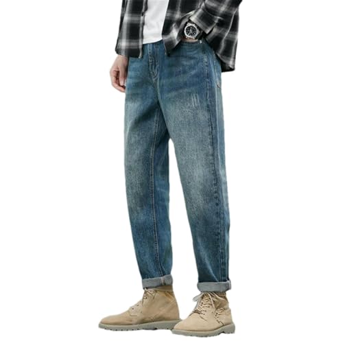 Autumn Winter American Vintage Men's Jeans Pants Cotton Thick Casual Classic Black Blue Straight Denim Trousers Male
