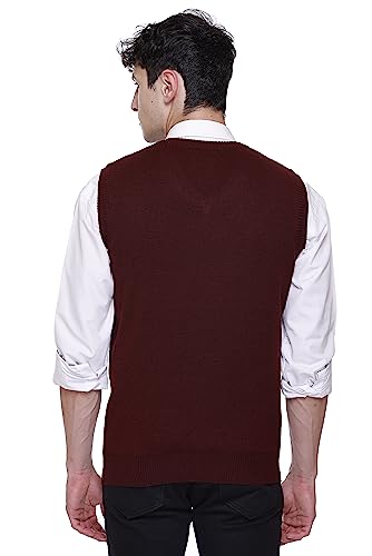 Woolen V Neck Sleeveless Half Sweater for Man Winter Pullover