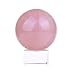 50mm Natural Carved Rose Quartz Ball Healing Crystal Sphere with Glass Base