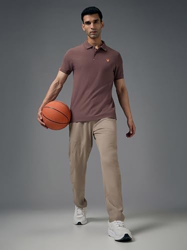 Image of TECHNOSPORT Men's Polyester Slim Fit Self-Design Short Sleeve Polo Matpiq T-Shirt with Anti Microbial, Techno Dry for Regular and Casual Use