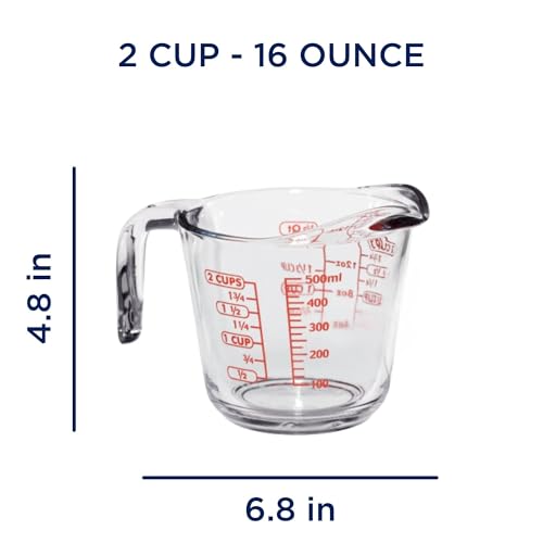 Vaso medidor de vidrio 16 onzas con pico y asa miniatura 2