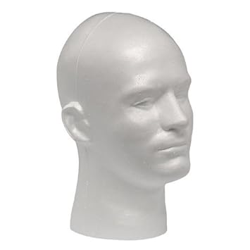 Case Pack of 1 Giell Styrofoam Foam Mannequin Wig Head Display Male White