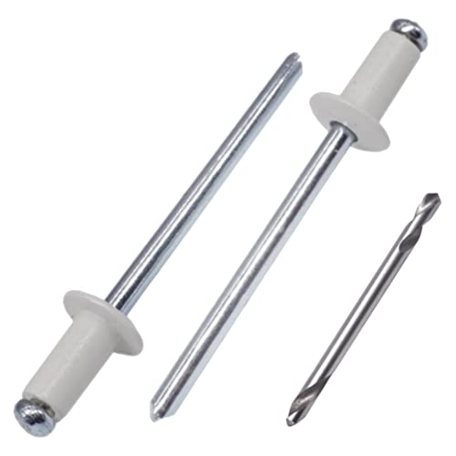 SKIR'CO (100 pezzi) Rivetti ciechi verniciati 3,2 x 8 mm, in alluminio, punta per trapano inclusa (grigio bianco RAL 9002)