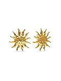 SINGULARU - Pendientes Sunna. Acero con Baño en Oro de 18 Kt. Joyas Para Mujer.