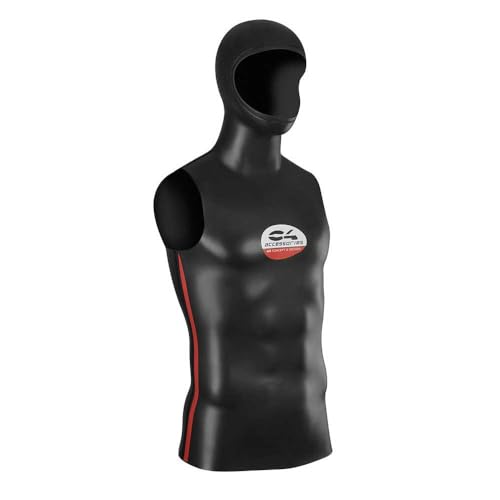 C4 Sottomuta BLACK SKIN CON CAPPUCCIO 2 mm per Apnea, Nuoto e Pesca Subacquea Linea Accessori Marco Bardi (Taglia 3)