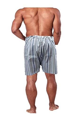 Image of Men's Lattha Traditional Pure Cotton Underwear aka Patta wala Janghiya, Dhari wala / Striped Undergarment, Khadi Latthe Ka Jangia, Nicker,Chaddi; Nade wala kachha with wide Miyani /Asan & Back Pocket & Drawstring /Nada