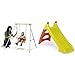 Smoby- Baby Swing Columpio bebé, 120 x 124 x 120 cm (Lysol 310046) + 310270 Tobogán pequeño XS verde y rojo (+3 años), Color (310270)
