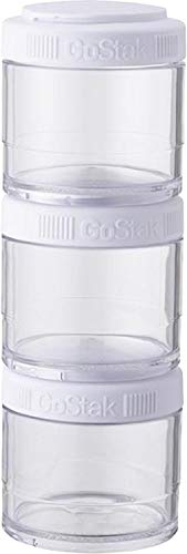 BlenderBottle GoStak Twist n' Lock Storage Jars, 100cc 3-Pak, White