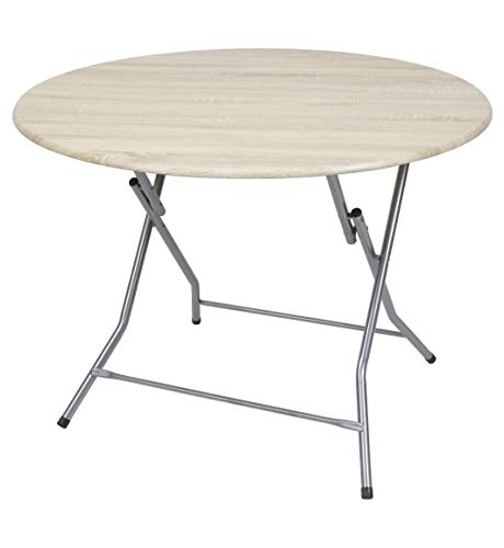 thesecrethome.es Mesa Plegable Redonda Blanca Envejecida | (Diámetro 100 x 70 cm) | Mesa para JARDÍN, TERRAZA O BALCÓN