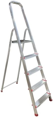 Escalera de Tijera Plegable, Escalera de Aluminio, Multiusos, Antideslizante, Ligera y Resistente, Escalera Doméstica, Fácil Transporte (5 peldaños)