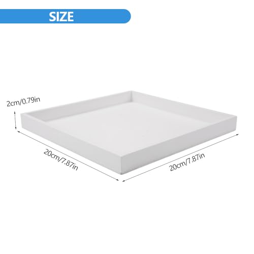 Robust Und Langlebig Quadratisch Serviertablett, Leicht Zu Reinigen Weißes Dekoratives Tablett, Klein Holztablett Deko für Schmuck, Lebensmittel, Badezimmer, Küche, Handgefertigte Basteln, 20 X 20 cm