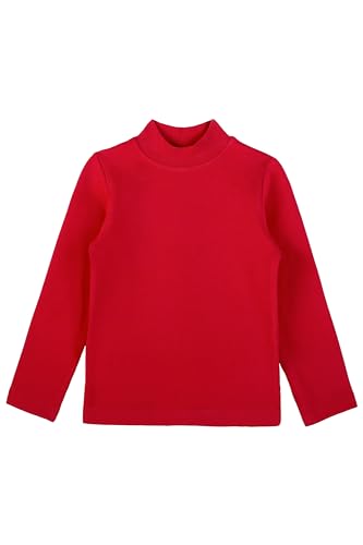 Lilax Baby Girls' Basic Long Sleeve Mock Turtleneck Cotton T-Shirt