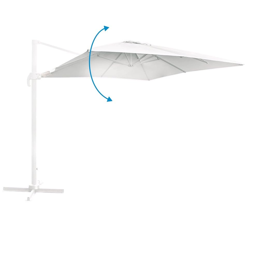 LOLAhome Parasol Exterior rotatorio Tiber Deluxe excéntrico Blanco Aluminio