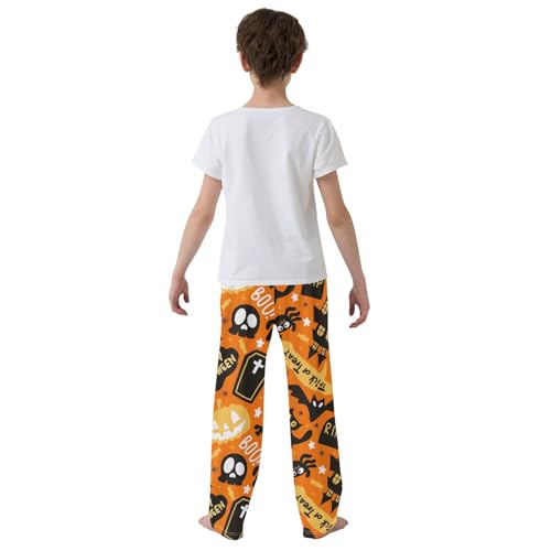 Boys' Pants Halloween Pumpkin Bat Dark Long Bottoms Jogger Pants Elastic Waist Trousers with Pockets S-XL3