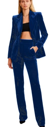 Costume ajusté en velours femme, le smoking bleu marine haut de gamme