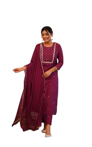 Ensemble kurta pour femme brodé vêtement ethnique traditionnel pantalon kurti