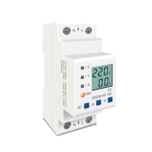 Protección de límite de corriente ajustable 63A con voltímetro Kwh Din 2