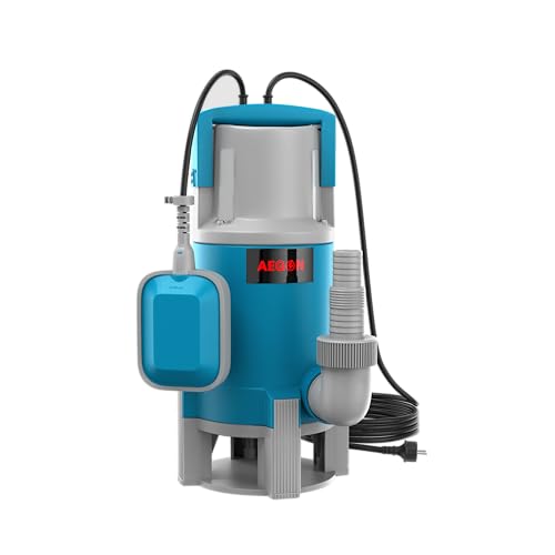 AEGON ASP1100 1.5HP Pure Copper Submersible Sewage Pump/Water Drain Pump with Float Switch for Drainage - 16000 L/H, Head 9m (Blue)