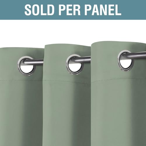 Image of H.VERSAILTEX Blackout Curtain for Living Room Small Window Kitchen Blackout Curtains 45 inch Length Energy Saving Solid Grommet Blackout Drape, One Panel, Sea Grass, 52 inch W x 45 inch L